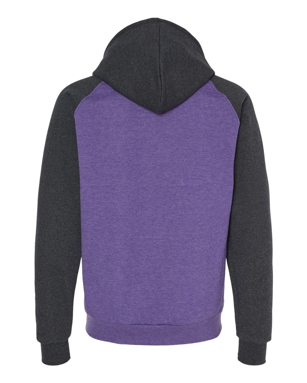 King Fashion Fleece Raglan Hooded Sweatshirt - KF4042 Heather Purple- Dark Charcoal