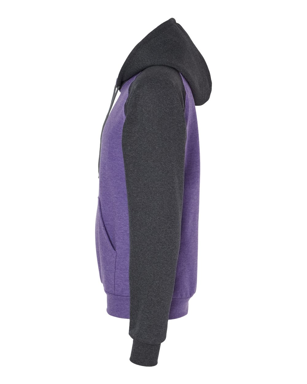 King Fashion Fleece Raglan Hooded Sweatshirt - KF4042 Heather Purple- Dark Charcoal