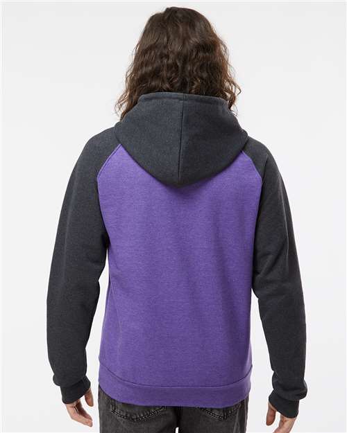 King Fashion Fleece Raglan Hooded Sweatshirt - KF4042 Heather Purple- Dark Charcoal