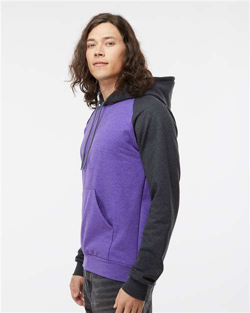 King Fashion Fleece Raglan Hooded Sweatshirt - KF4042 Heather Purple- Dark Charcoal