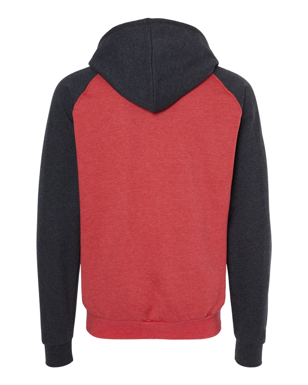 King Fashion Fleece Raglan Hooded Sweatshirt - KF4042 Heather Red- Dark Charcoal