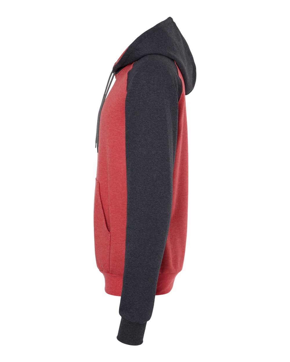 King Fashion Fleece Raglan Hooded Sweatshirt - KF4042 Heather Red- Dark Charcoal