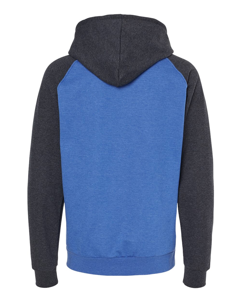 King Fashion Fleece Raglan Hooded Sweatshirt - KF4042 Heather Royal- Dark Charcoal