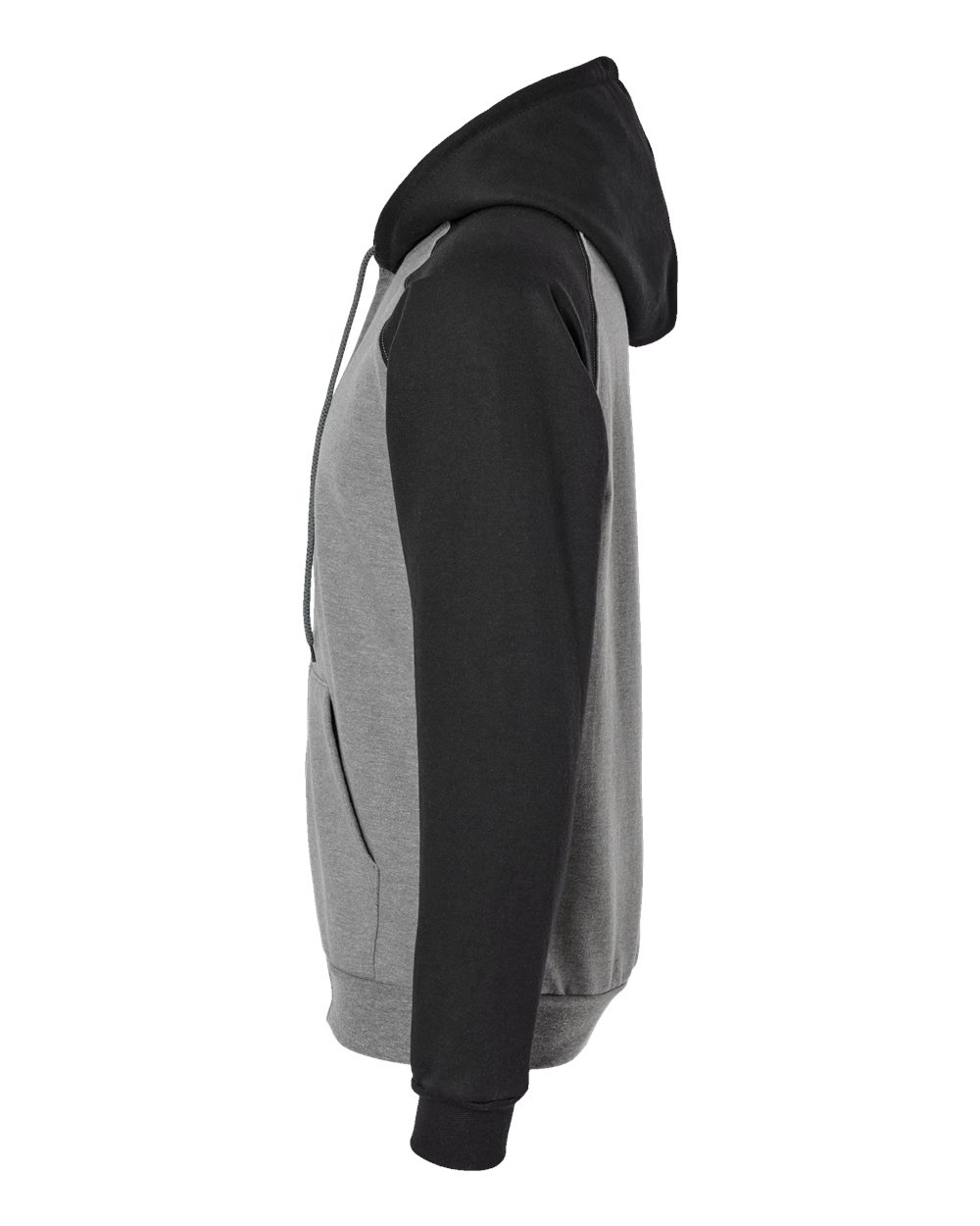 King Fashion Fleece Raglan Hooded Full-Zip Sweatshirt - KF4048 Grey Heather- Black