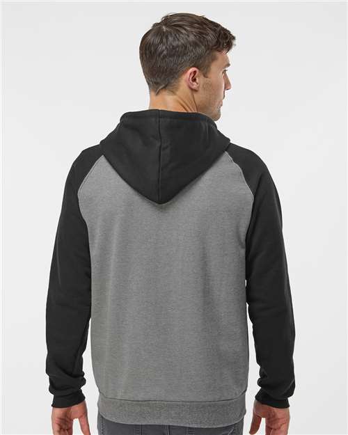 King Fashion Fleece Raglan Hooded Full-Zip Sweatshirt - KF4048 Grey Heather- Black