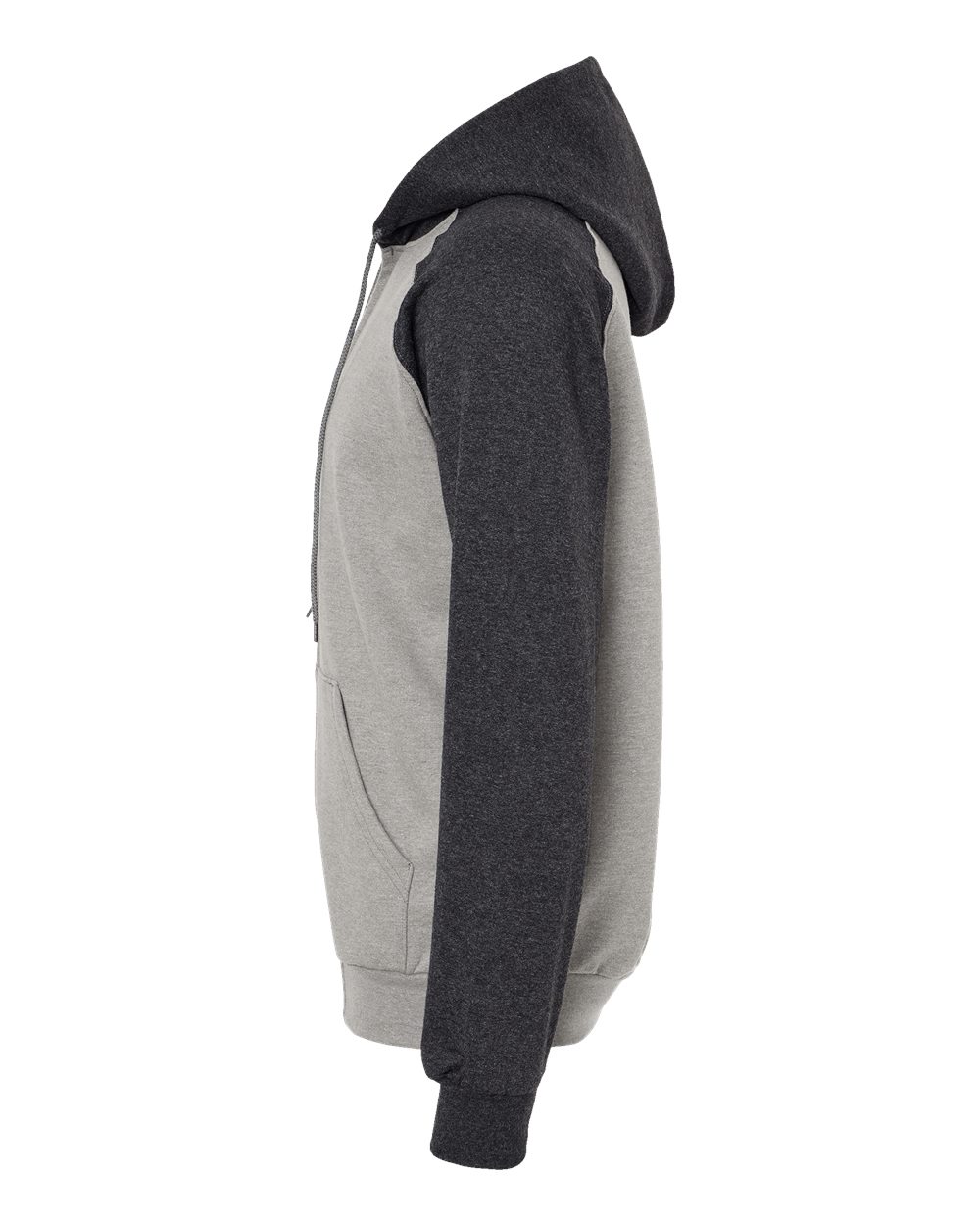 King Fashion Fleece Raglan Hooded Full-Zip Sweatshirt - KF4048 Grey Heather- Dark Charcoal