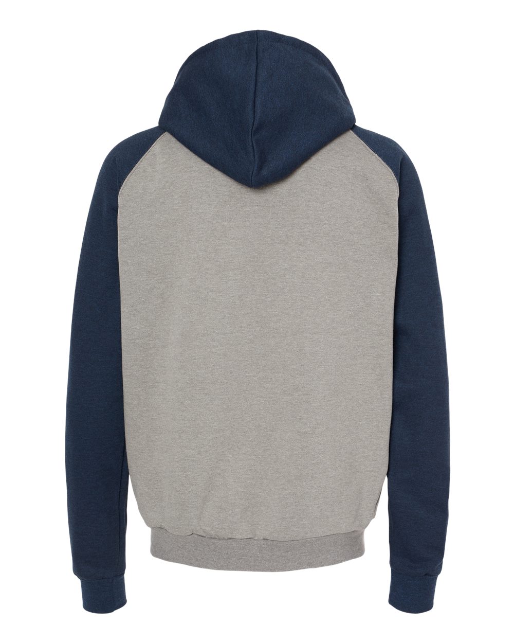 King Fashion Fleece Raglan Hooded Full-Zip Sweatshirt - KF4048 Grey Heather- Navy