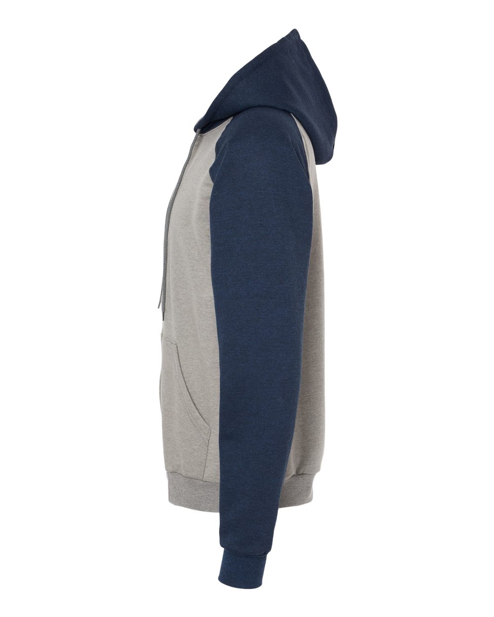 King Fashion Fleece Raglan Hooded Full-Zip Sweatshirt - KF4048 Grey Heather- Navy