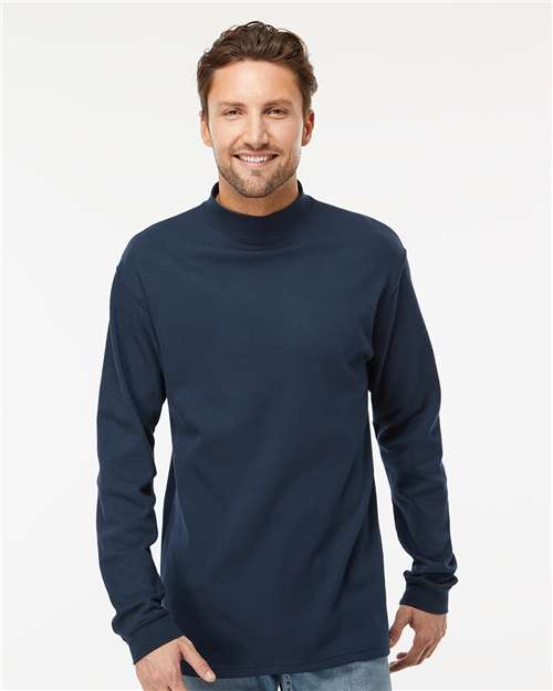 King Fashion Jersey Interlock Mockneck Long Sleeve T-Shirt - KF4600 Navy