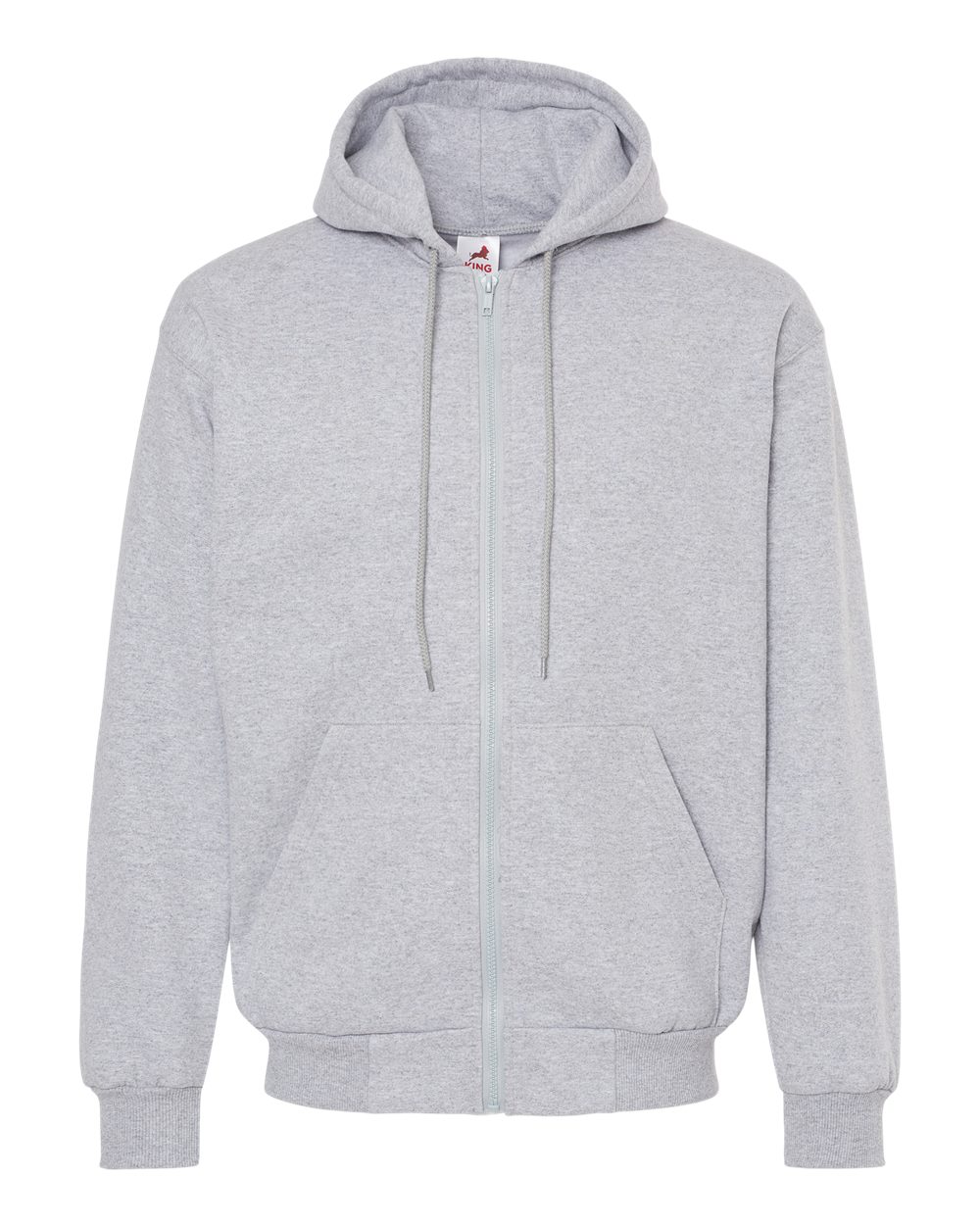 King Fashion Full-Zip Hooded Sweatshirt - KF9017 Athletic Grey