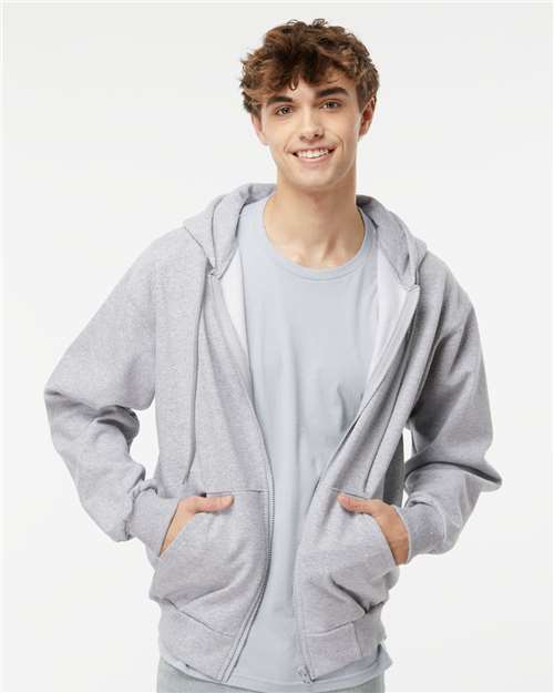 King Fashion Full-Zip Hooded Sweatshirt - KF9017 Athletic Grey