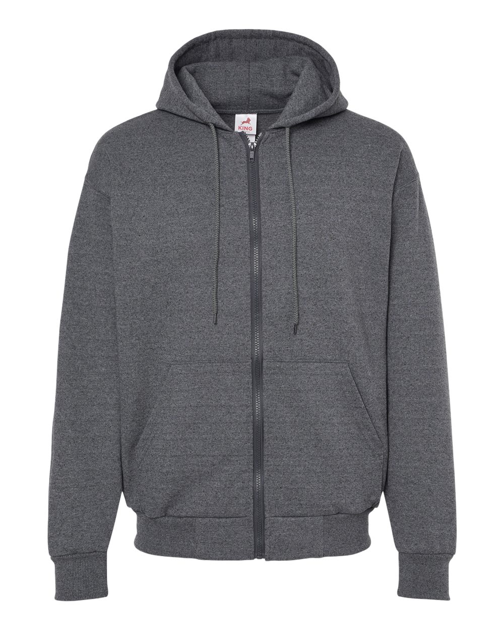 King Fashion Full-Zip Hooded Sweatshirt - KF9017 Charcoal Mix