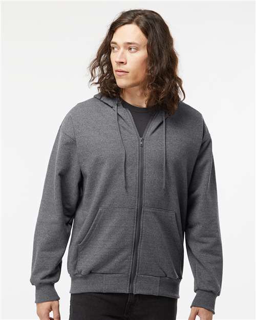 King Fashion Full-Zip Hooded Sweatshirt - KF9017 Charcoal Mix