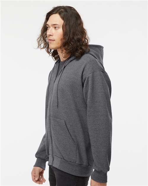 King Fashion Full-Zip Hooded Sweatshirt - KF9017 Charcoal Mix