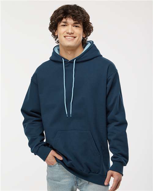 King Fashion Two-Tone Hooded Sweatshirt - KF9041 Navy- Light Blue