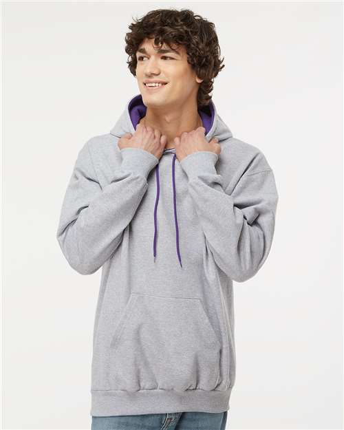 King Fashion Two-Tone Hooded Sweatshirt - KF9041 Sport Grey- Purple