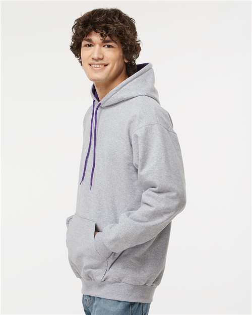 King Fashion Two-Tone Hooded Sweatshirt - KF9041 Sport Grey- Purple