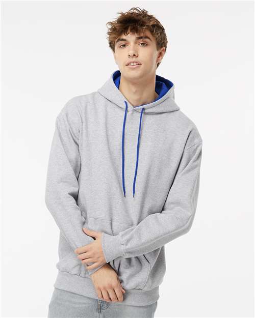 King Fashion Two-Tone Hooded Sweatshirt - KF9041 Sport Grey- Royal Blue
