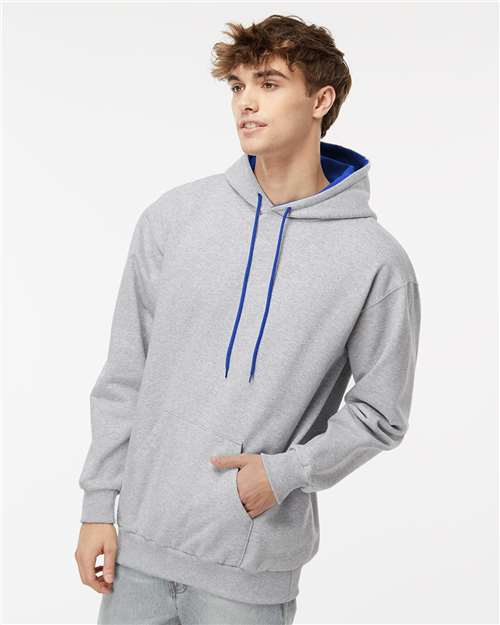 King Fashion Two-Tone Hooded Sweatshirt - KF9041 Sport Grey- Royal Blue