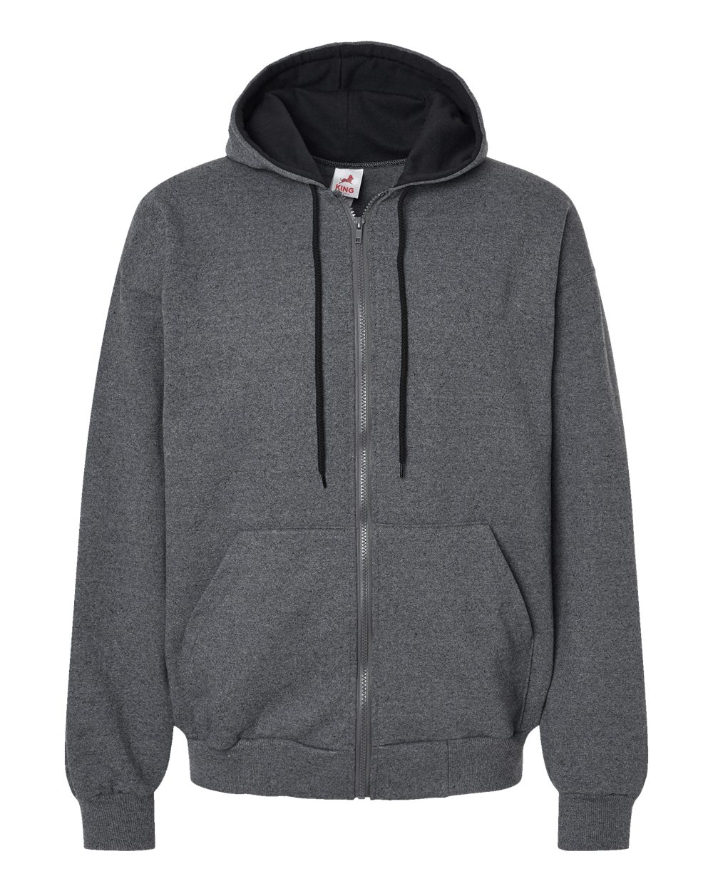 King Fashion Full-Zip Sweatshirt - KF9047 Charcoal- Black