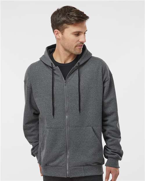 King Fashion Full-Zip Sweatshirt - KF9047 Charcoal- Black