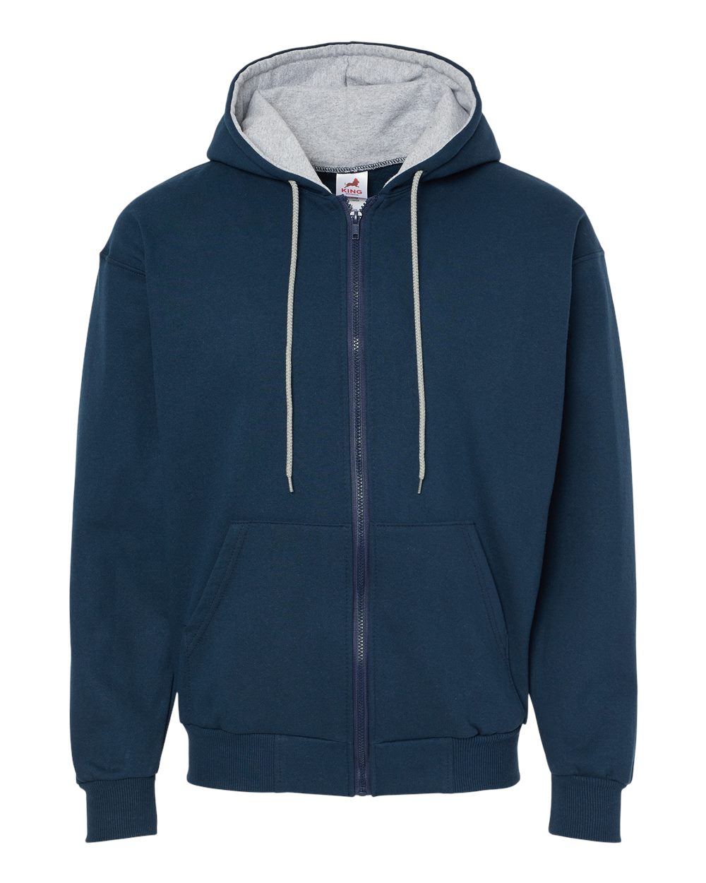 King Fashion Full-Zip Sweatshirt - KF9047 Navy- Sport Grey
