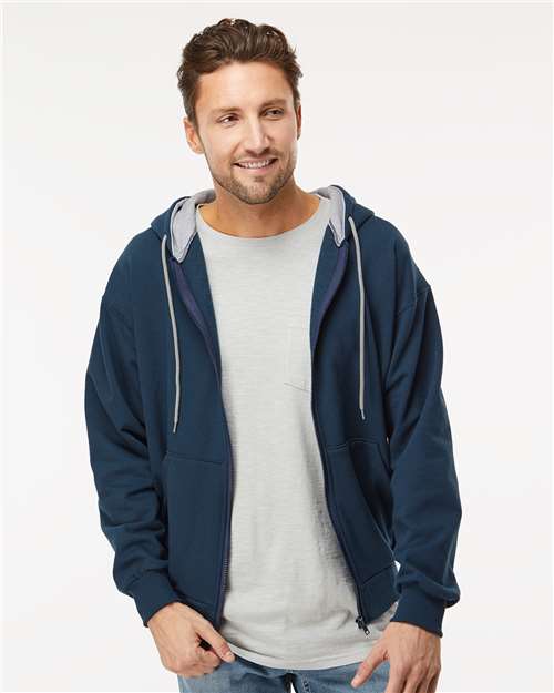 King Fashion Full-Zip Sweatshirt - KF9047 Navy- Sport Grey