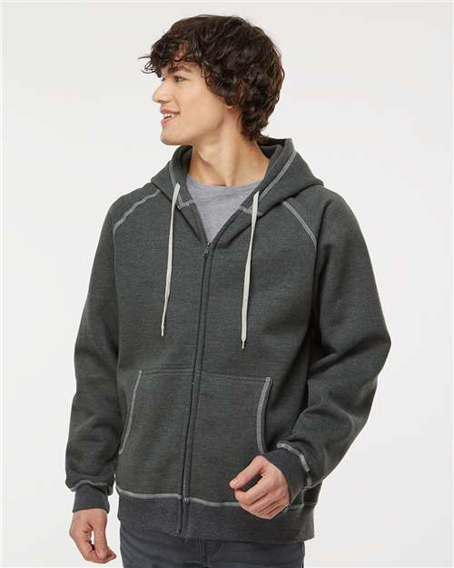 King Fashion Extra Heavy Full-Zip Hooded Sweatshirt - KP8017 Charcoal Mix