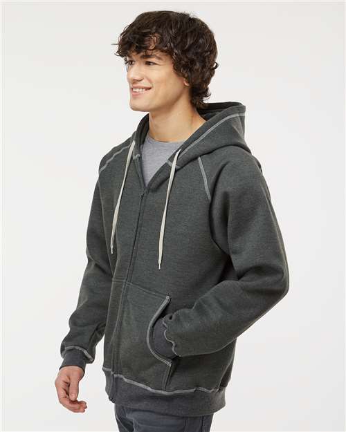 King Fashion Extra Heavy Full-Zip Hooded Sweatshirt - KP8017 Charcoal Mix