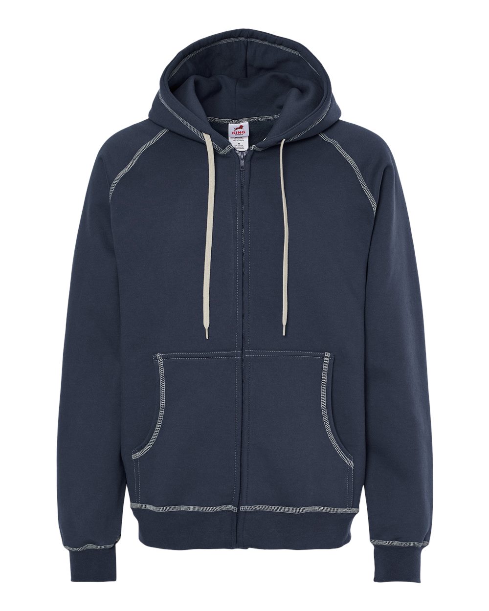 King Fashion Extra Heavy Full-Zip Hooded Sweatshirt - KP8017 Navy