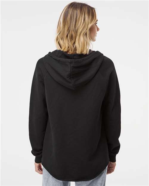 Independent Trading Co. Women’s Lightweight California Wave Wash Hooded Sweatshirt - PRM2500 Black