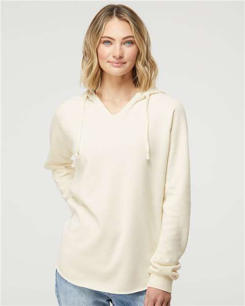 Independent Trading Co. Women’s Lightweight California Wave Wash Hooded Sweatshirt - PRM2500 Bone