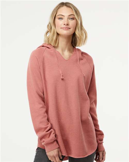 Independent Trading Co. Women’s Lightweight California Wave Wash Hooded Sweatshirt - PRM2500 Dusty Rose