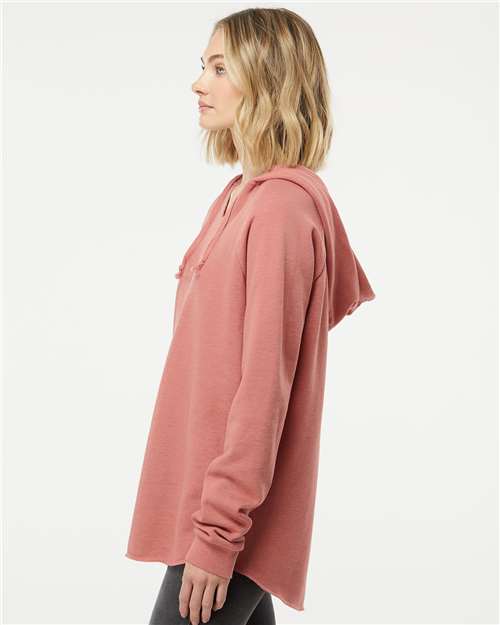 Independent Trading Co. Women’s Lightweight California Wave Wash Hooded Sweatshirt - PRM2500 Dusty Rose