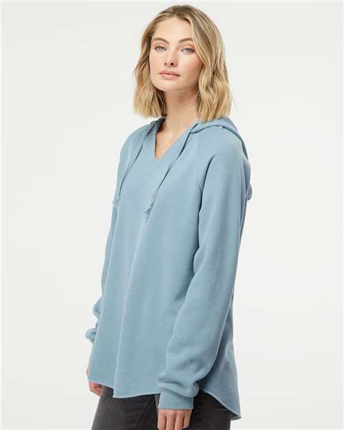 Independent Trading Co. Women’s Lightweight California Wave Wash Hooded Sweatshirt - PRM2500 Misty Blue
