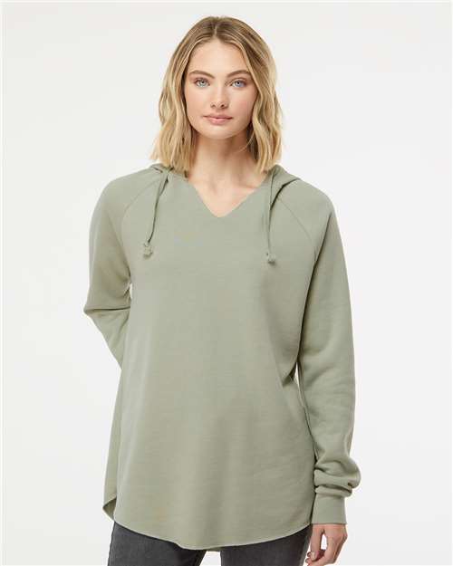 Independent Trading Co. Women’s Lightweight California Wave Wash Hooded Sweatshirt - PRM2500 Sage