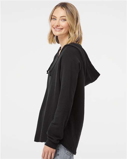 Independent Trading Co. Women’s Lightweight California Wave Wash Hooded Sweatshirt - PRM2500 Black