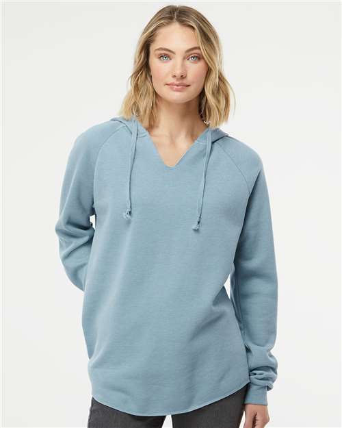 Independent Trading Co. Women’s Lightweight California Wave Wash Hooded Sweatshirt - PRM2500 Misty Blue