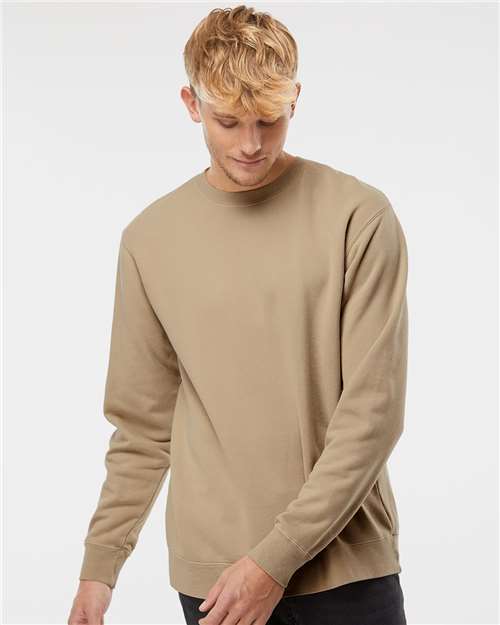 Independent Trading Co. Unisex Midweight Pigment-Dyed Crewneck Sweatshirt - PRM3500 Pigment Sandstone