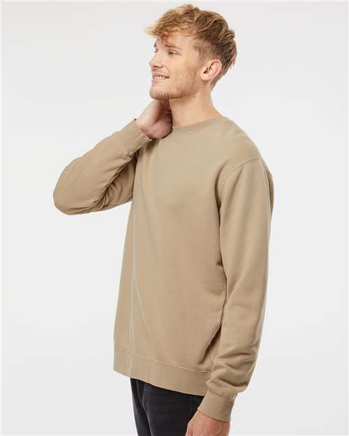 Independent Trading Co. Unisex Midweight Pigment-Dyed Crewneck Sweatshirt - PRM3500 Pigment Sandstone