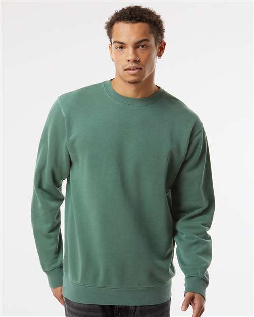 Independent Trading Co. Unisex Midweight Pigment-Dyed Crewneck Sweatshirt - PRM3500 Pigment Alpine Green