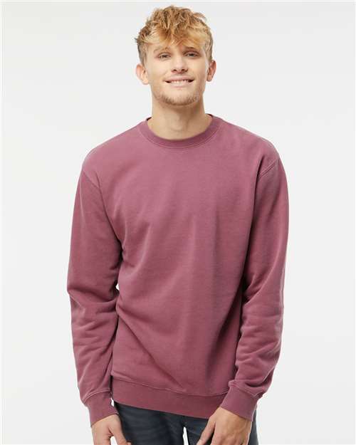 Independent Trading Co. Unisex Midweight Pigment-Dyed Crewneck Sweatshirt - PRM3500 Pigment Maroon