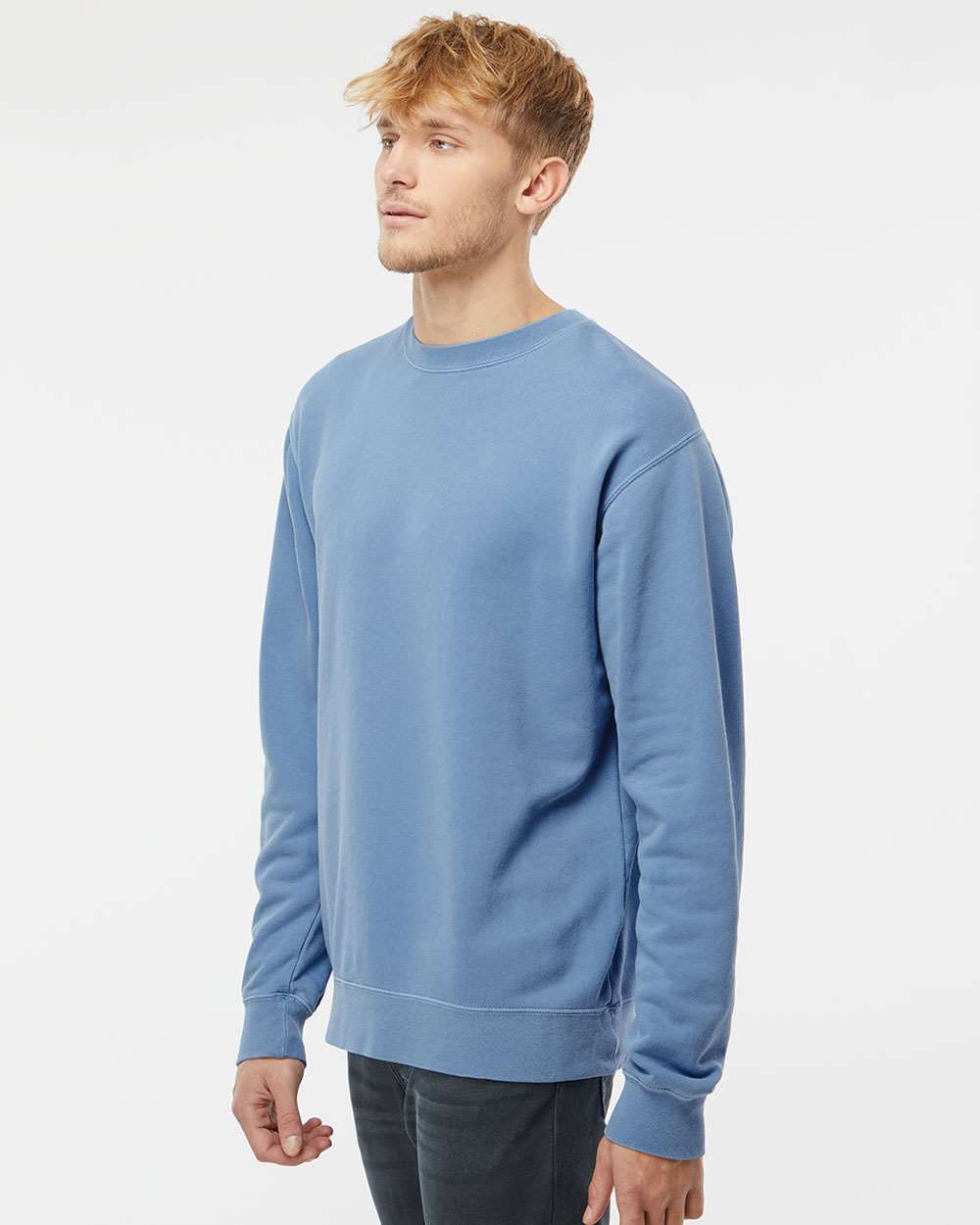 Independent Trading Co. Unisex Midweight Pigment-Dyed Crewneck Sweatshirt - PRM3500 Pigment Light Blue