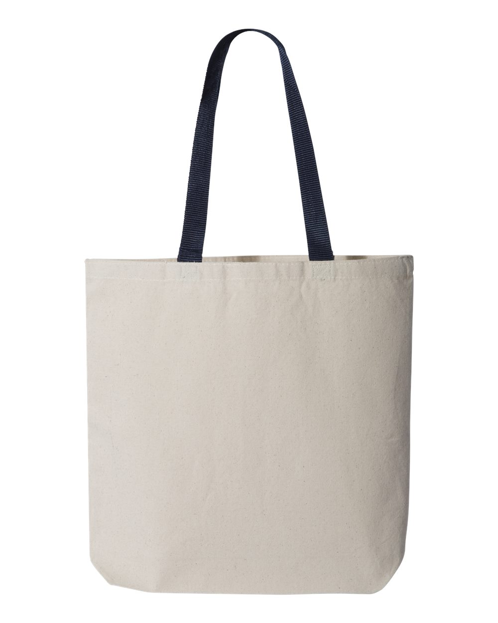 Q-Tees 11L Canvas Tote with Contrast-Color Handles - Q4400 Natural- Navy