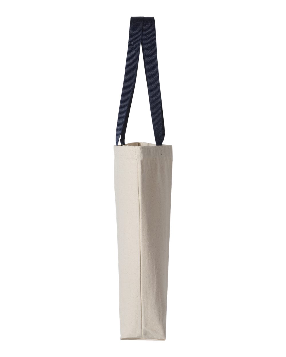 Q-Tees 11L Canvas Tote with Contrast-Color Handles - Q4400 Natural- Navy