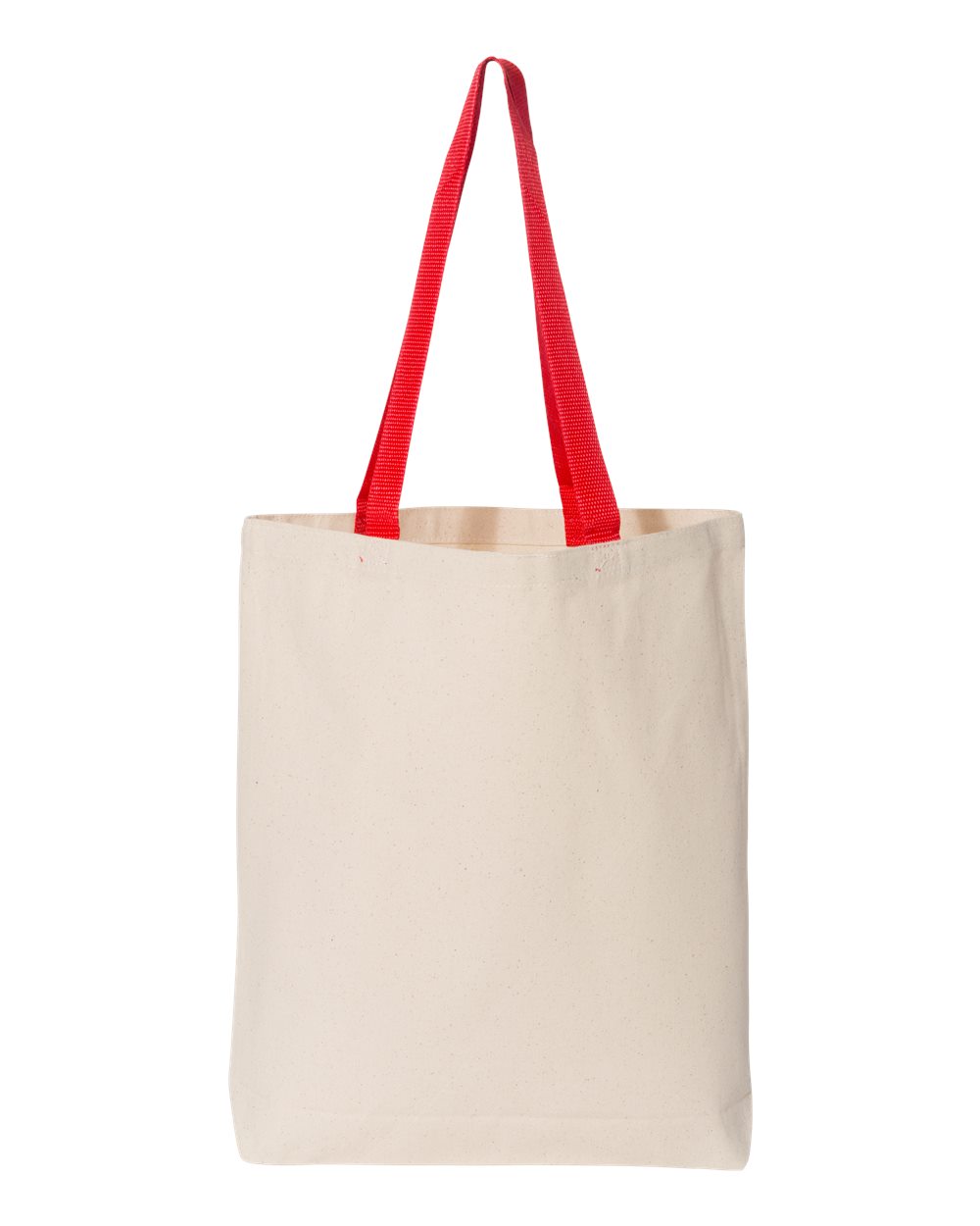 Q-Tees 11L Canvas Tote with Contrast-Color Handles - Q4400 Natural- Red