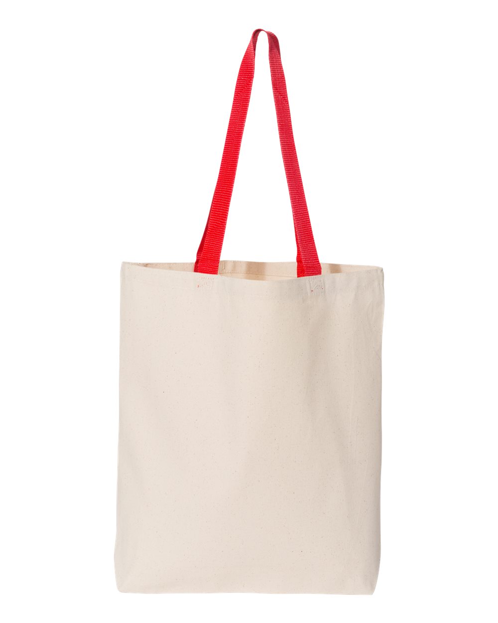 Q-Tees 11L Canvas Tote with Contrast-Color Handles - Q4400 Natural- Red
