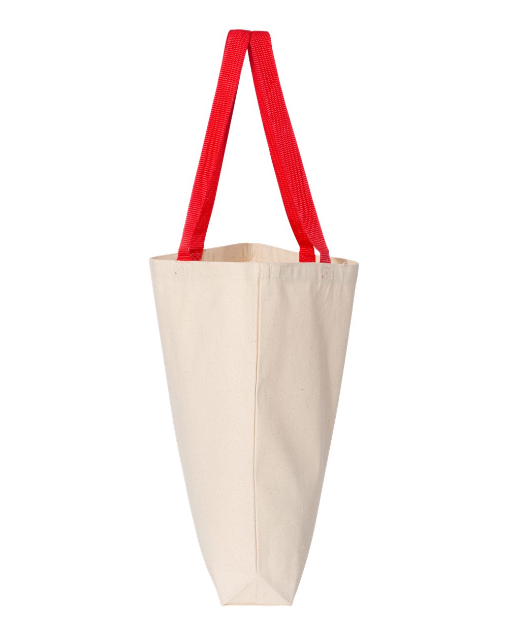 Q-Tees 11L Canvas Tote with Contrast-Color Handles - Q4400 Natural- Red