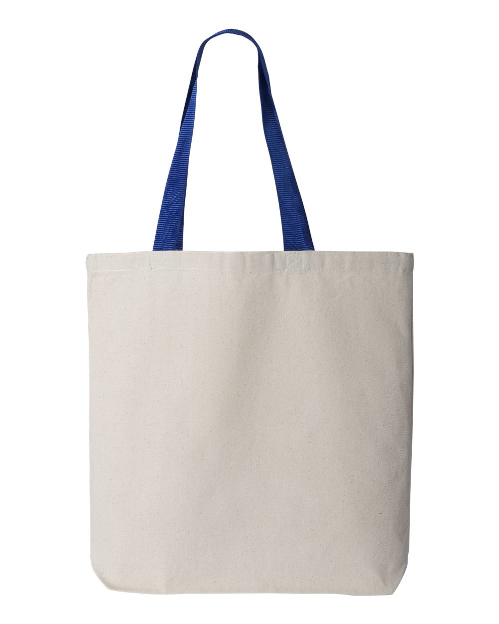 Q-Tees 11L Canvas Tote with Contrast-Color Handles - Q4400 Natural- Royal