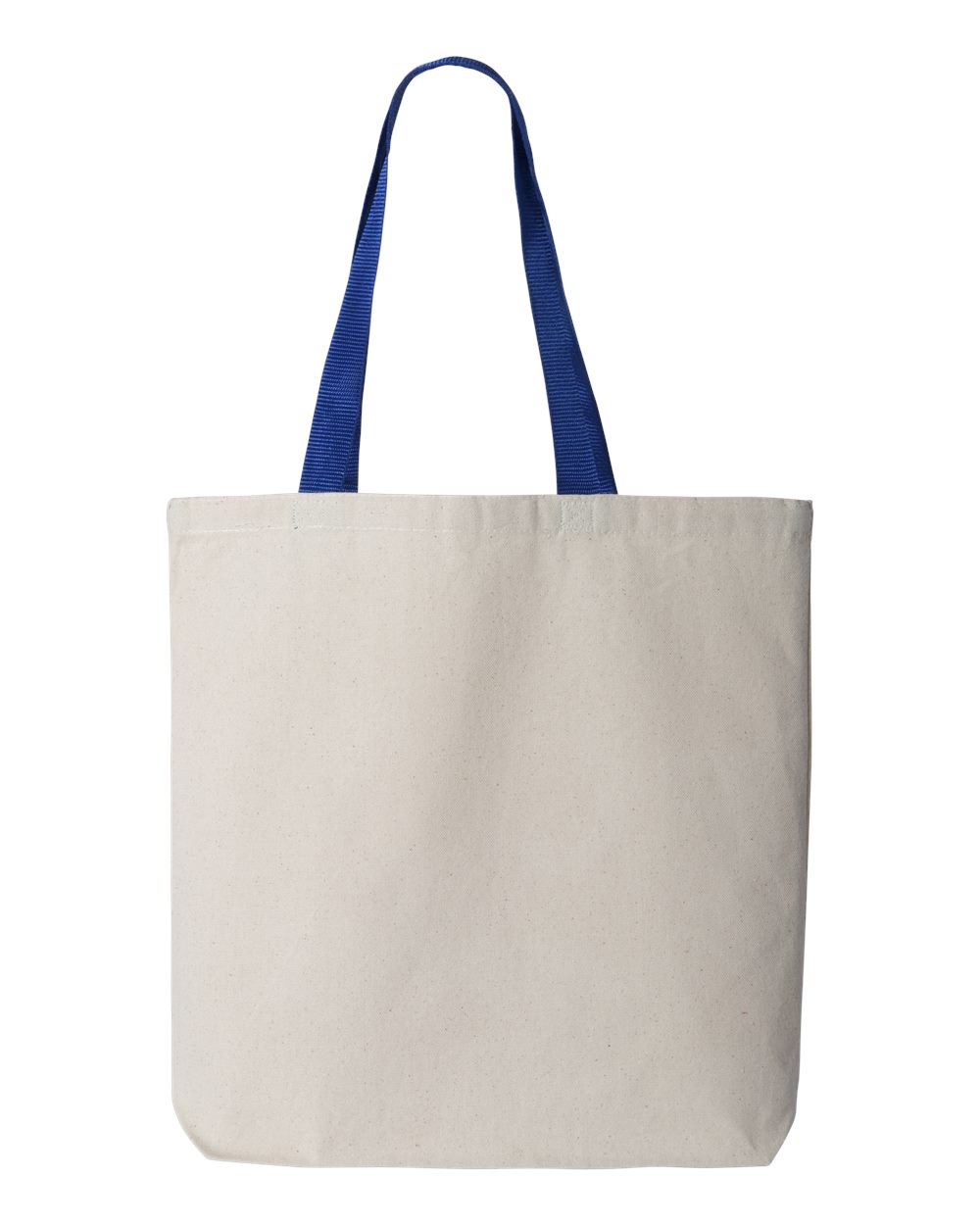 Q-Tees 11L Canvas Tote with Contrast-Color Handles - Q4400 Natural- Royal